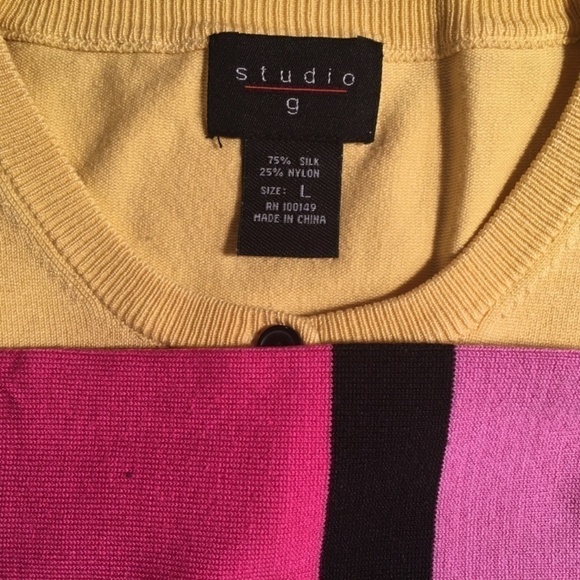 STUDIO G Spring Summer COLORBLOCK Cardigan, Pre-owned, Size L - Picture 3 of 8